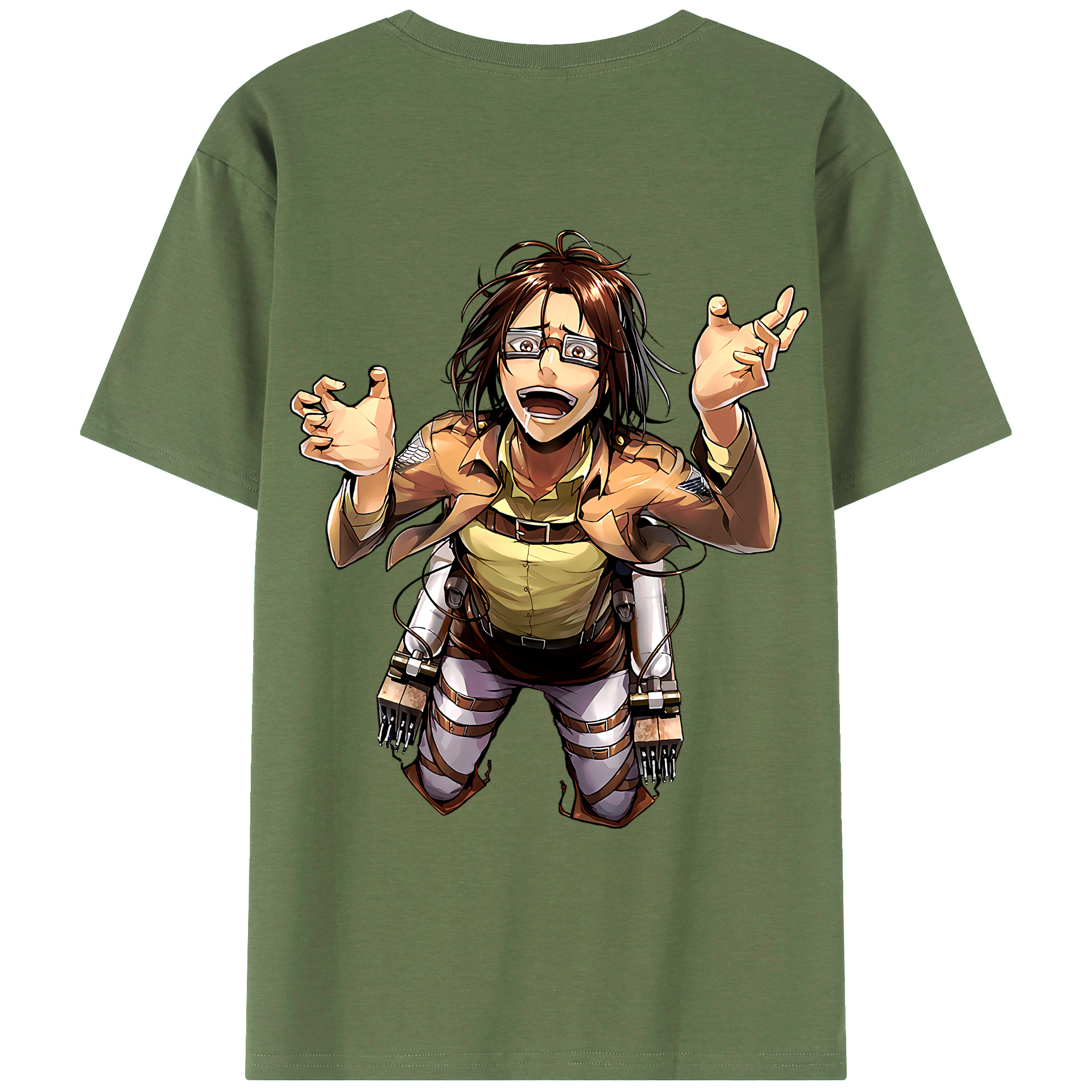 （画像用） 進撃の巨人 ハンジ·ゾエ Attack on Titan Hanji Zoe 綿100％ メンズ半袖Tシャツ（バックプリント） 通気性